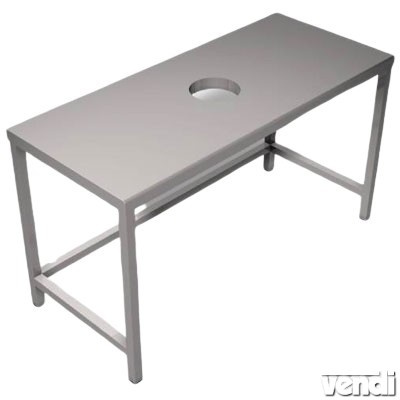 Inox előkészítő asztal hulladékledobó nyílással, 2300x600x850mm