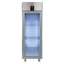 Üvegajtós hűtőszekrény, rm.acél, 670L, +2/+10°C